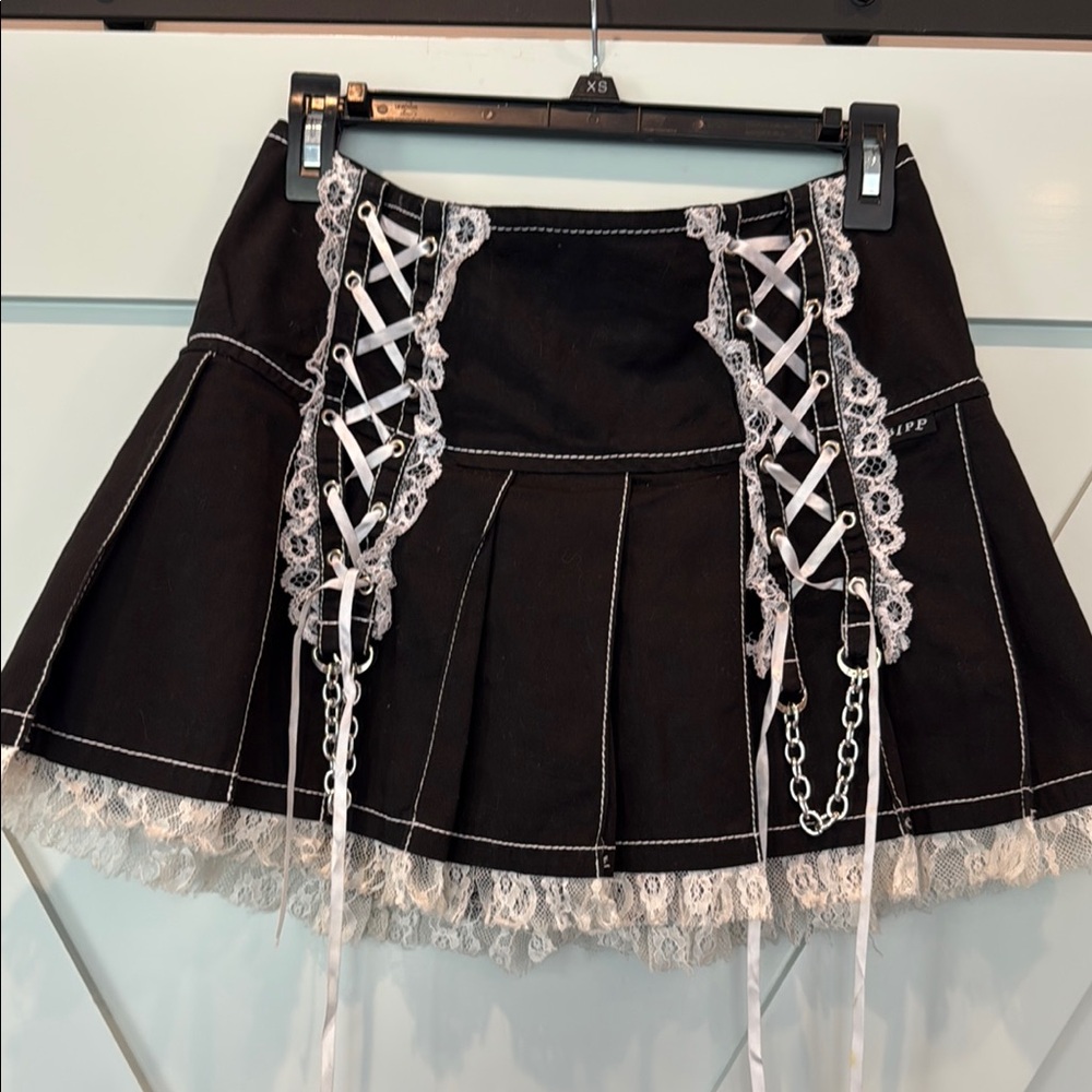 Tripp NYC Black Embellished Skater Mini Skirt